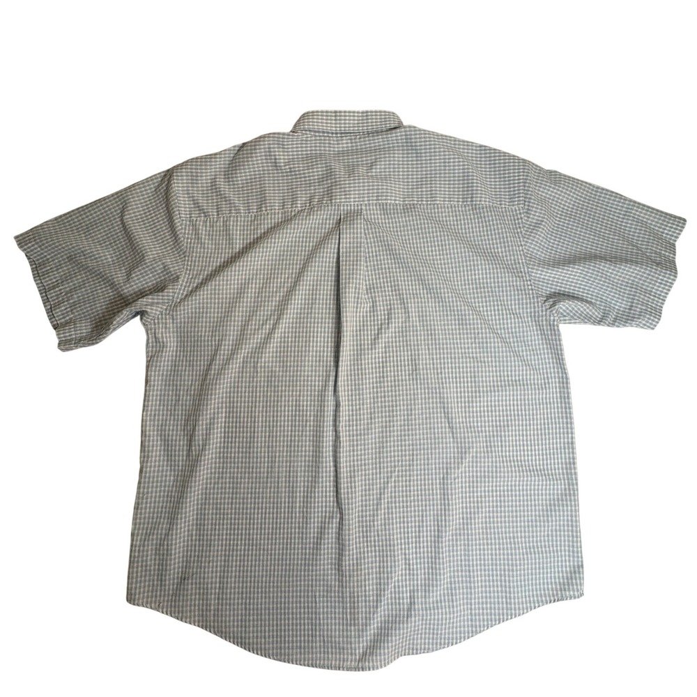 Van Heusen Men's XL (17–17.5) Blue Gingham Short Sleeve Button Down Shirt Pocket - Picture 7 of 11